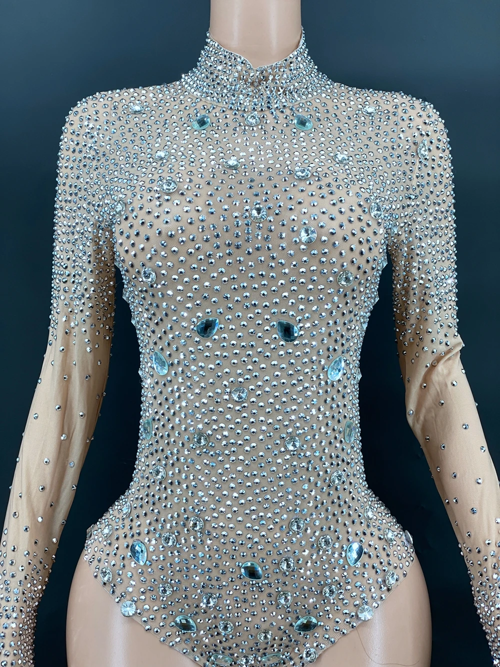 여성용 섹시한 주얼리 댄스 의상, 라인석 레오타드 바지, 이브닝 점프 수트, 무도회 파티, 생일 크리스탈 바디 수트, 무대 착용