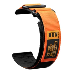 Versatile 22mm Hook & Loop Nylon Sports Watch Band - Premium Replacement Wrist Strap - 22mm (Orange Black)