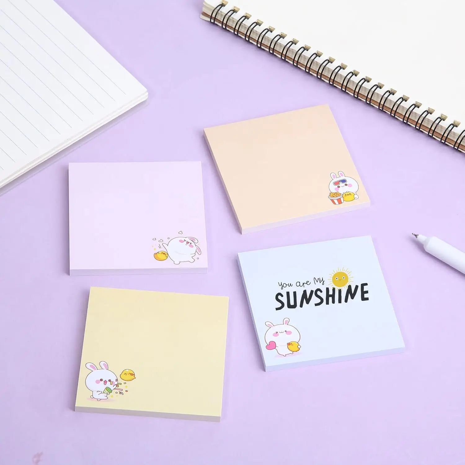 Mr. Pen- Sticky Notes, 3”x3”, 8 Pads, 400 Sheets, Cute Rabbit Sticky Notes