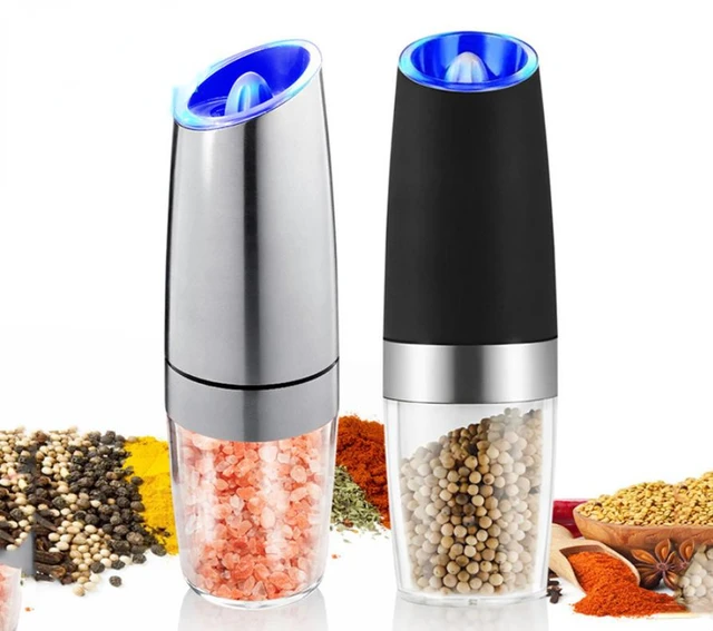 2X Electric Pepper Salt Grinder Mill Operated LED Light Battery