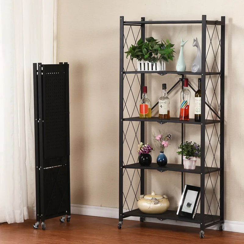 

4/5 Layers Multifunctional Shelf Foldable Bookshelf Storage Racks Stainless Steel Book Case Living Room Office Home Furniture