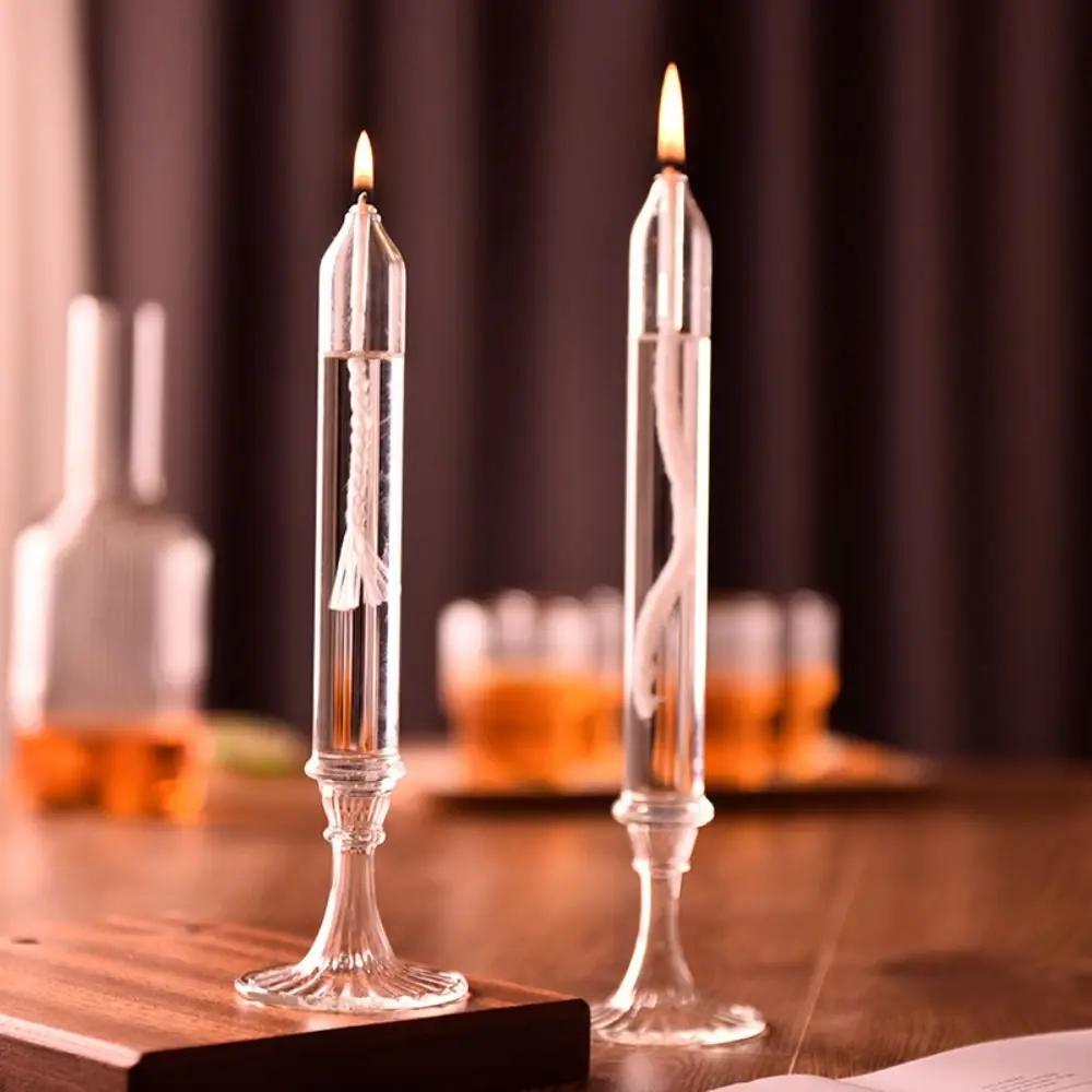 Transparent Glass Candlestick Lamp Smokeless Glass Oil Lamp Candlestick Nordic Simple Transparent Candlestick Ornaments - Image 5