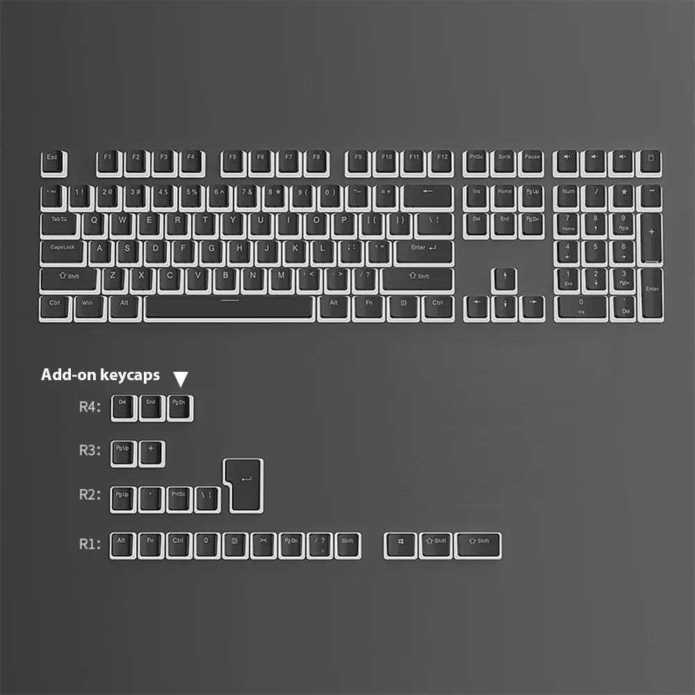 מקשי פודינג עם 130 מקשים עבור מקלדת מכאנית RGB בעלת 61 68 84 87 96 98 100 104 108 מקשים PBT Double Shot Mteria