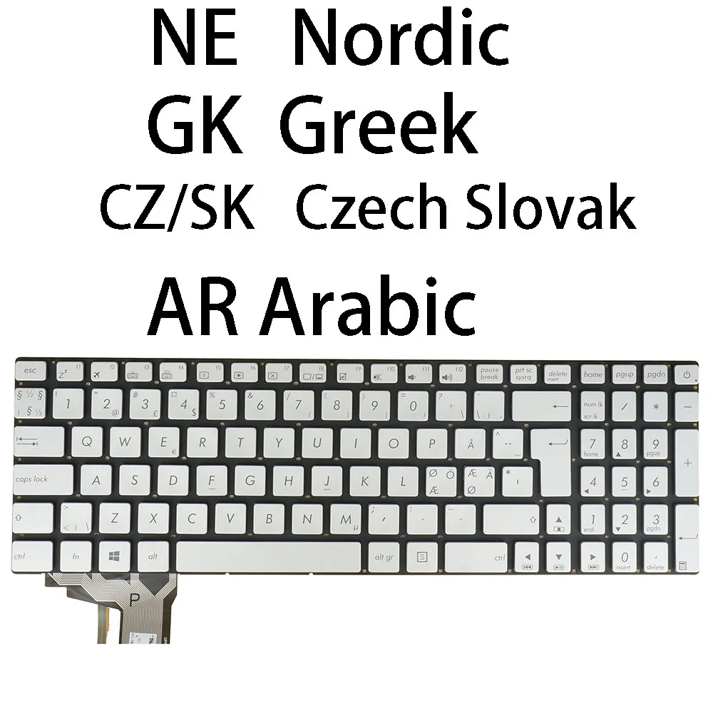 

Nordic Greek Czech Slovak Arabic Keyboard For Asus N551JB N551JK N551JM N551JQ N551JW N551JX N551VW N551ZU N552VW N552VX Backlit