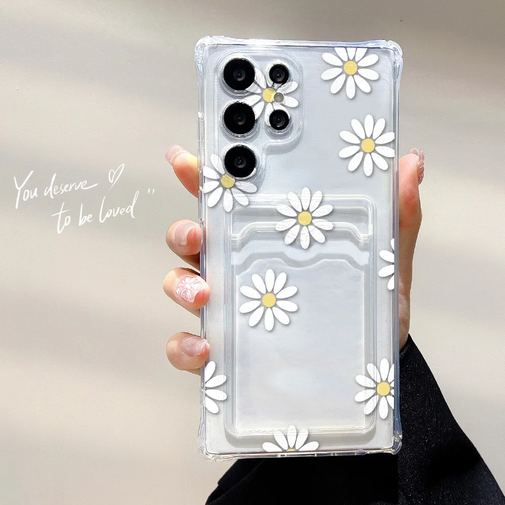 Floral Soft TPU Card Holder Phone Case