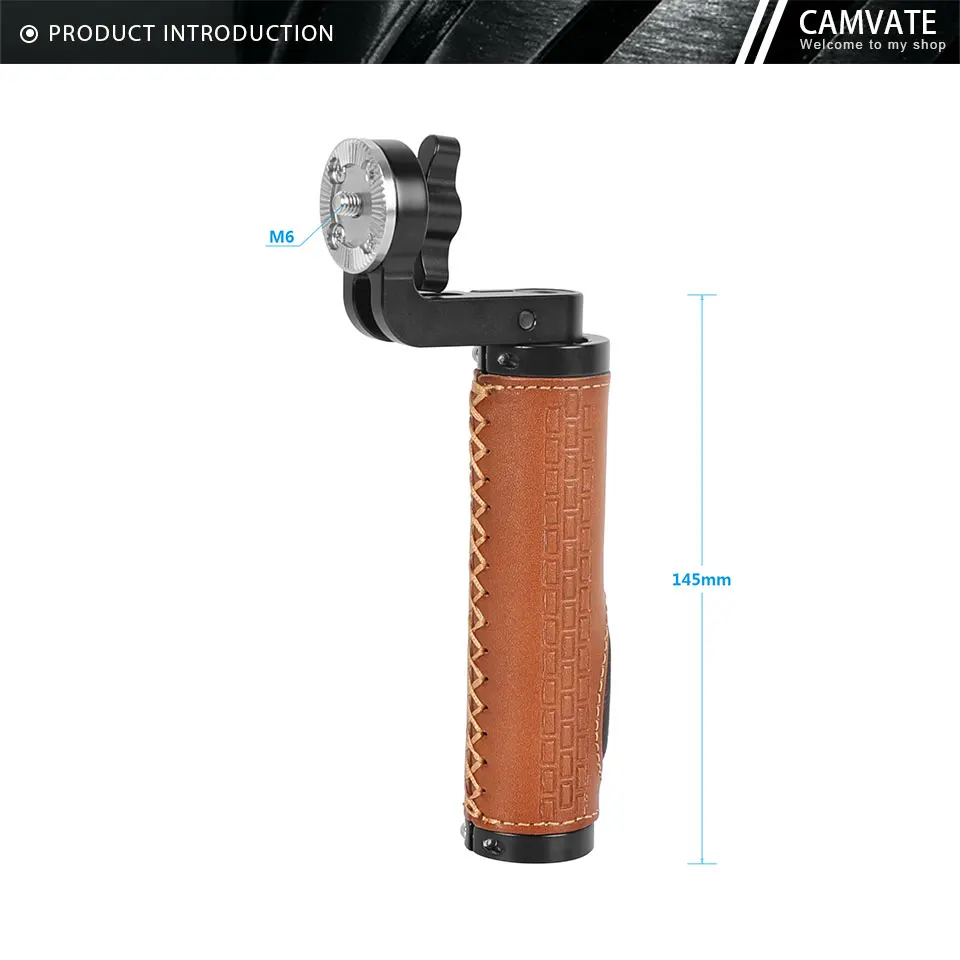 Leather ARRI Rosette Handgrip WIth Adjustable Knob M6 Male Threads Mount For DSL