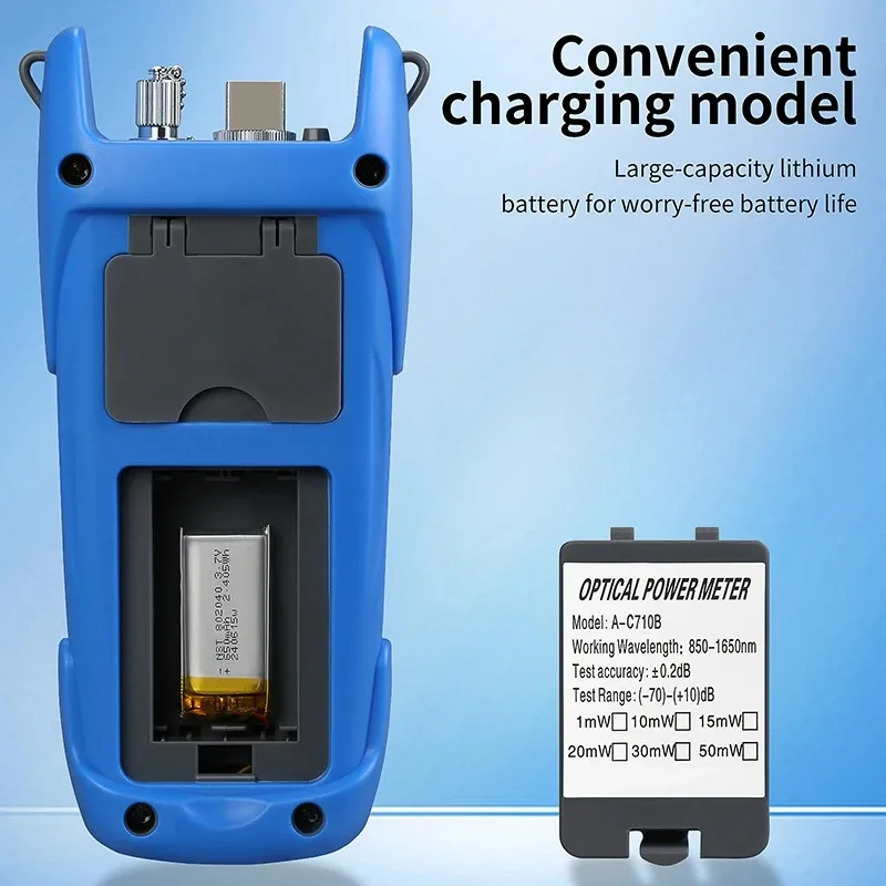 Rechargeable A-C710B/C510B Optical Power Meter Visual fault locator All in one FTTH Fiber Optic Cable Tester OPM+VFL(15/30/50mw)