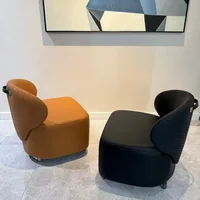 Раздвижной одиночный стул, креативный стул для отдыха, одинарный низкий табурет из натуральной кожи 435 мм — изображение 3