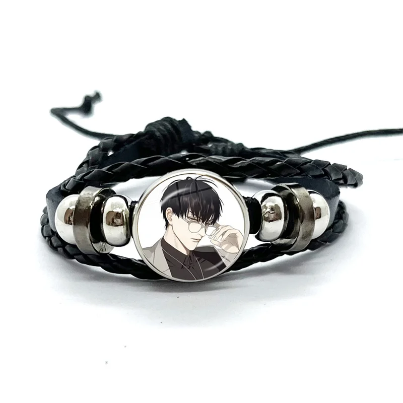 New 19 Days Old Xian He tian Jian Yi Cosplay Figures Black Leather Bracelets Glass Dome Multilayer Braided Bangles Jewelry Gifts 4
