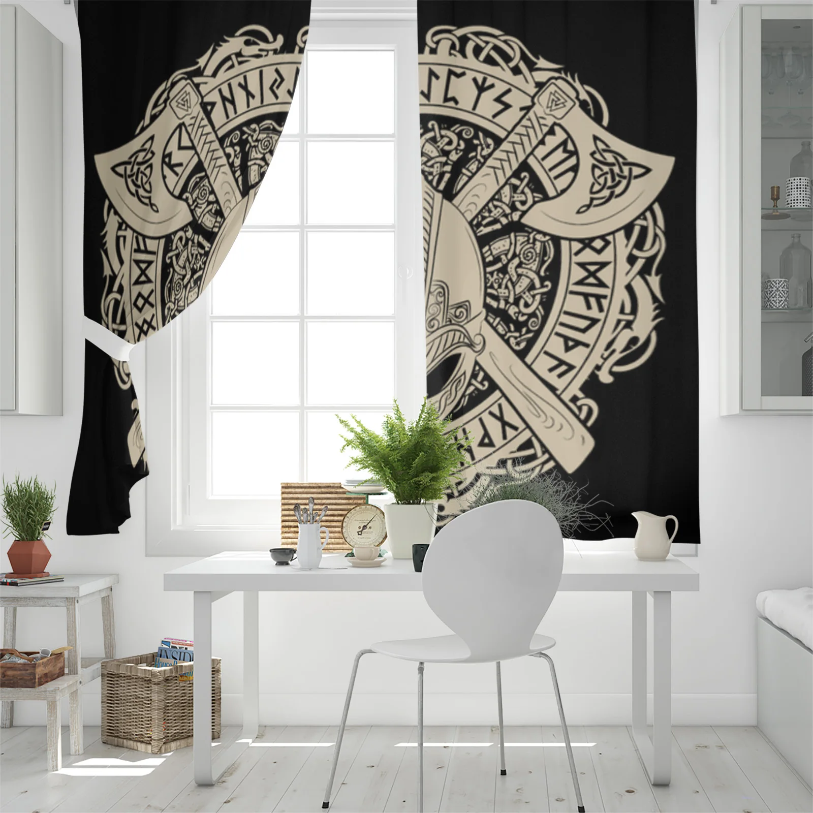 Viking Pattern Window Curtain For Living Room Bedroom Luxury Home Kitchen Decor Items Curtains 4