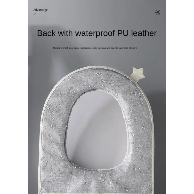 Winter home cute toilet mat thickening embroidery rabbit zipper soft toilet seat pad cover loo warm toilet seat case WC cushion 3
