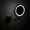 bathroom Makeup Mirrors Black/Brushed Gold Brass Wall Extending Folding Double Side LED Light Mirror Magnification Bath Mirror 2