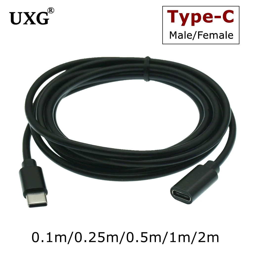 

60W 3A 0.1M 0.25m 1m 2m Usb C Type-c Extension Cord Type-c Male to Female Extension Cable Extensor Charger Date Wire Connector