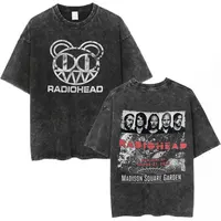 Radiohead Rock Band OK Computer Vintage Washed T-shirt Men Women Fashion Hip Hop T Shirts 100% Cotton Casual T-shirts Streetwear 2