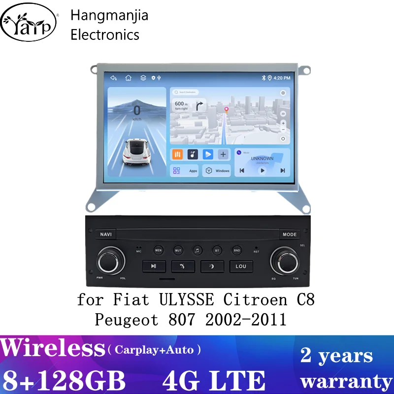 Hangmanjia Android Car Multimedia para Fiat ULYSSE Citroen C8 Peugeot 807 2002-2011 Radio Estéreo Unidad Principal Autoradio Carplay GPS 1