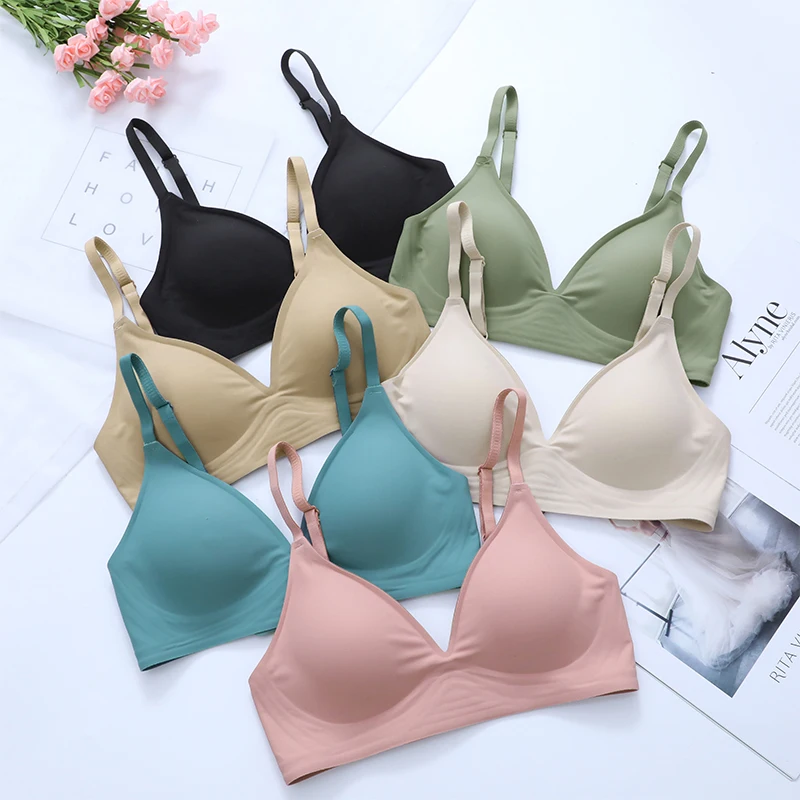 Reggiseni senza cuciture per donna intimo senza fili sonno rimovibile imbottito Bralette reggiseni monopezzo siere senza filo confortevole