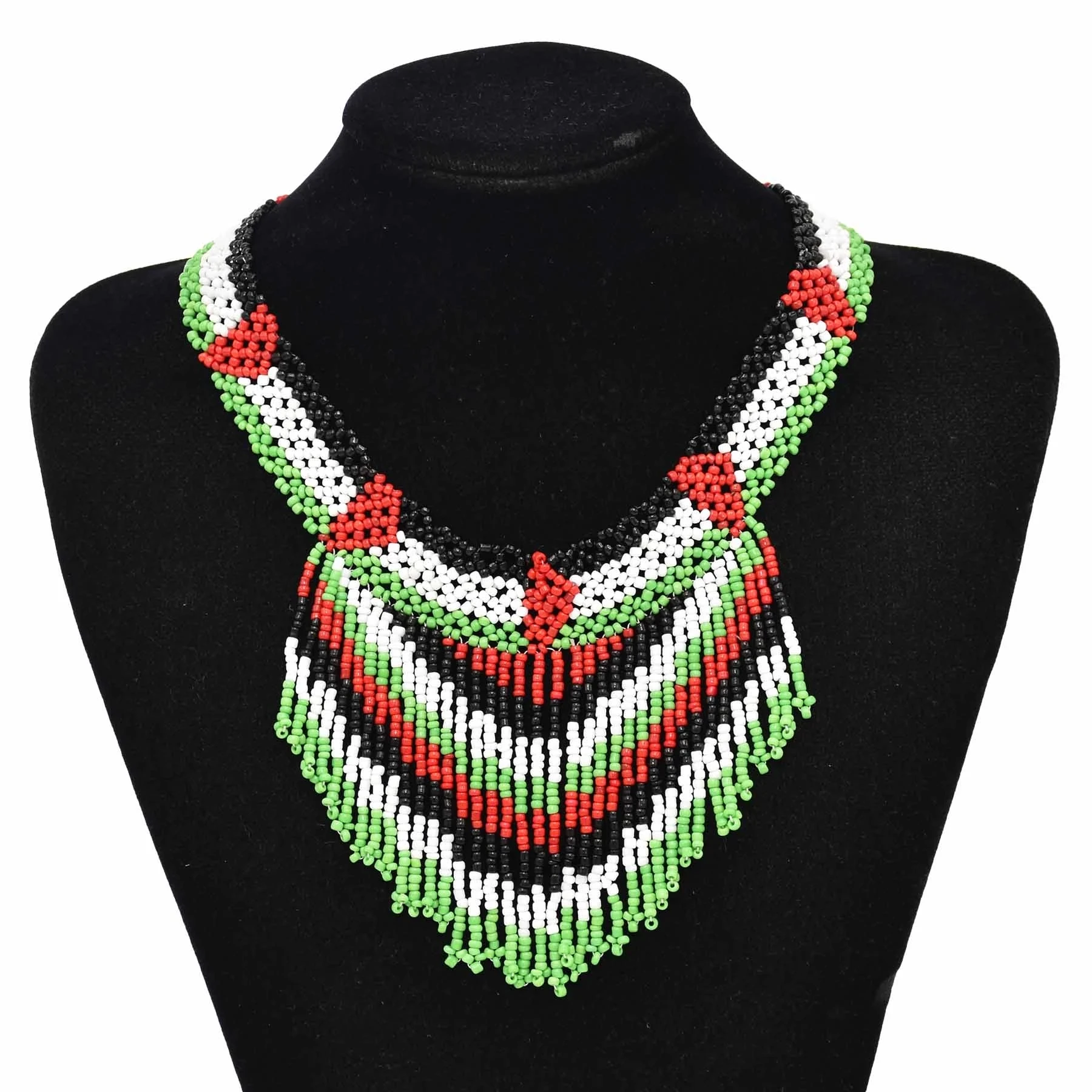4StyleColorfulResinBeadWeaveBibChokerNecklaceforWomen
