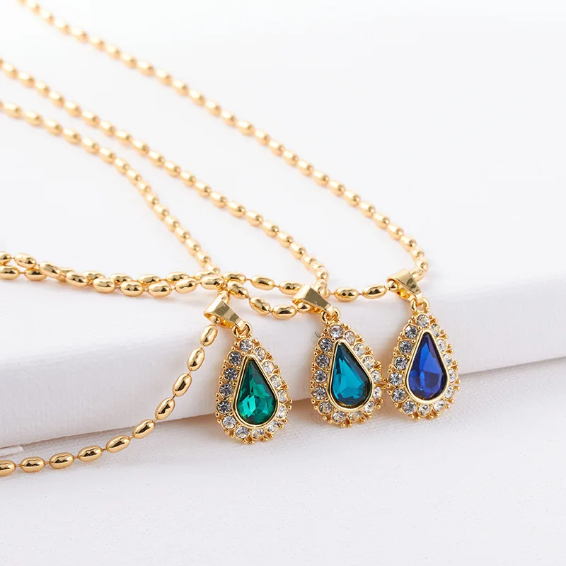 

LONDANY necklace Crystal necklace women Europe and America retro simple Chinese ancient style water drop necklace jewelry women