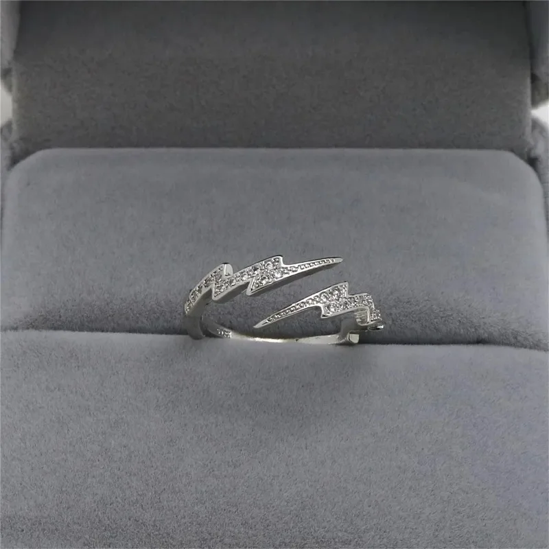 Punk Hip Hop Zircon Lightning Open Rings for Men Creative Adjustable Ring zircon rings,fashion rings,punk rings,fashion ring,finger rings