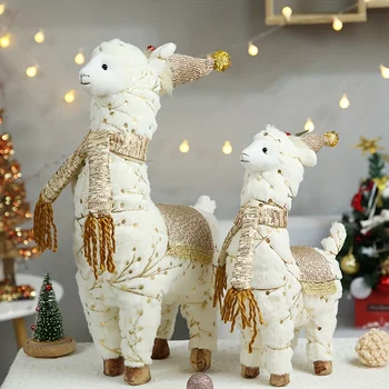 Cute Alpaca Christmas Ornaments for Holiday Decor Doll Plushie Stuffed Animal Figurines Tree Decoration Xmas Party Gifts 1