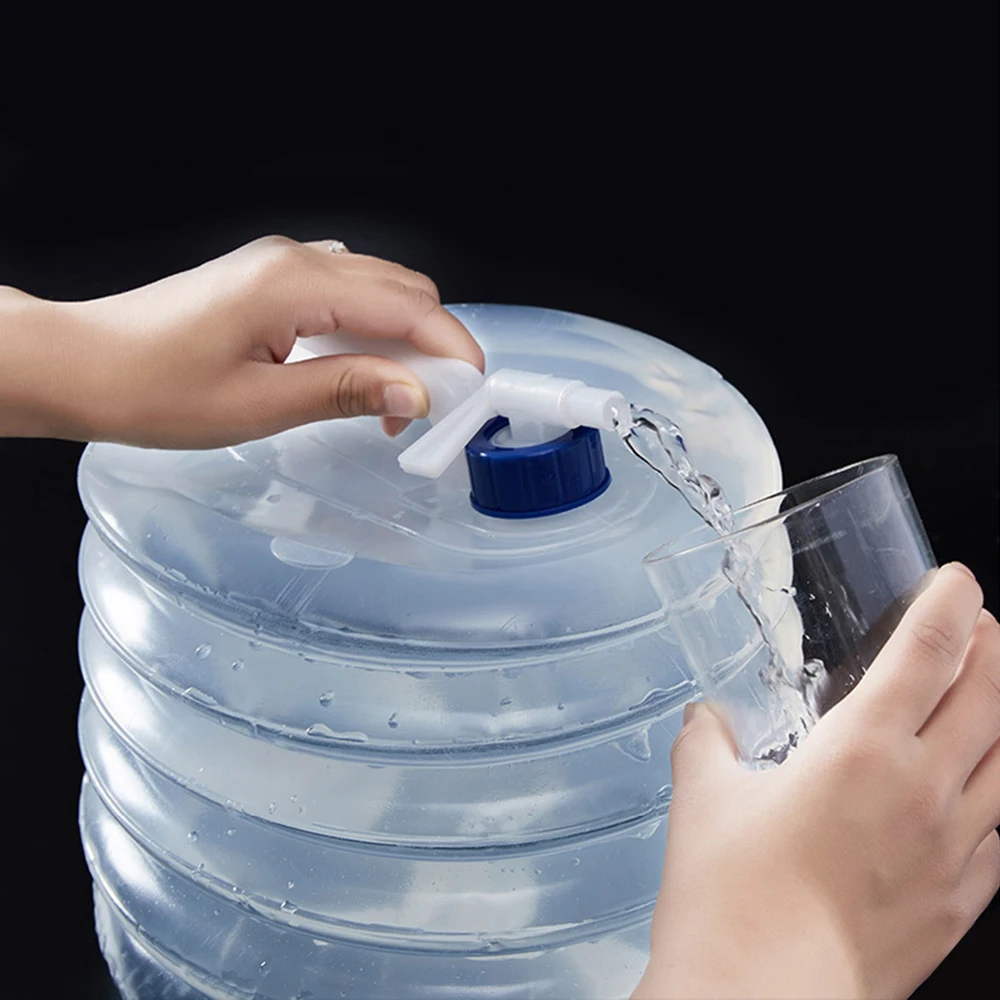Camping drinking water folding canister water tank with drain tap