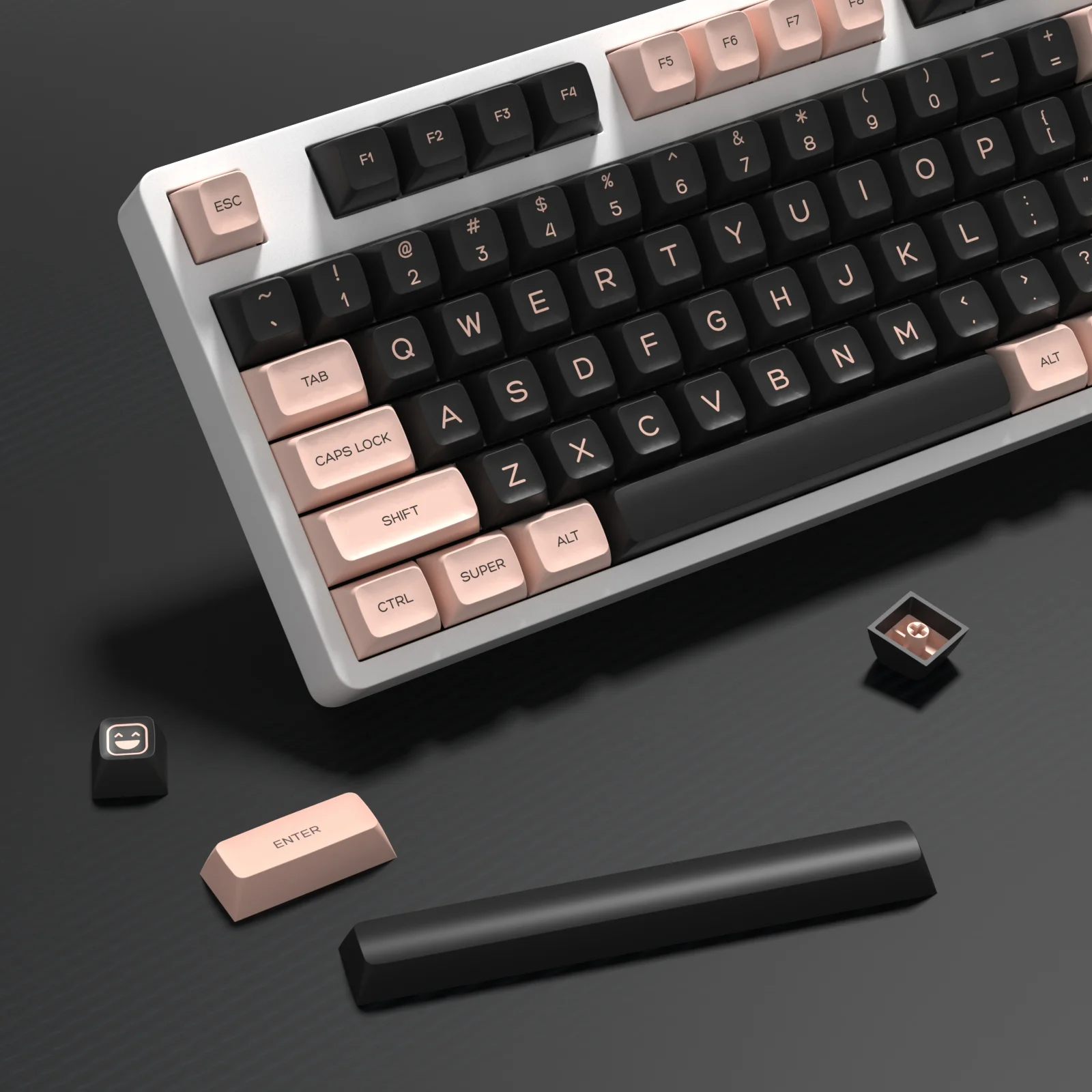 KBDiy 142 Keys/Set PBT Black and Pink Keycap Custom ISO SA Profile for ...