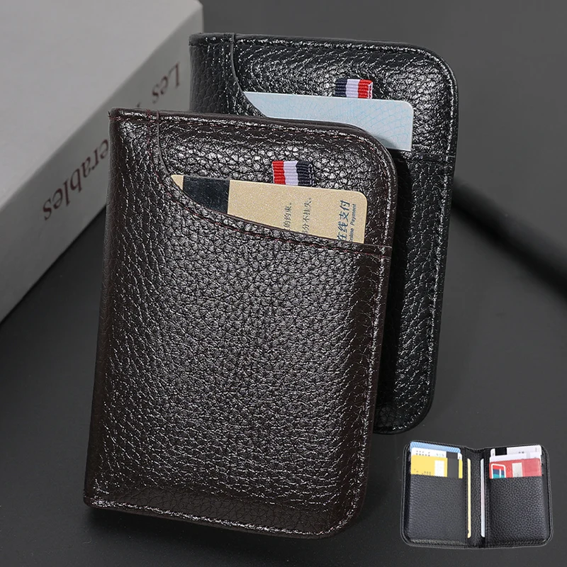 

Men's Thin PU Coin Purse Unisex Exquisite Card Holder Mini Wallet Storage Bag Rfid Blocking Bank Card Cash Pouch for Men Women