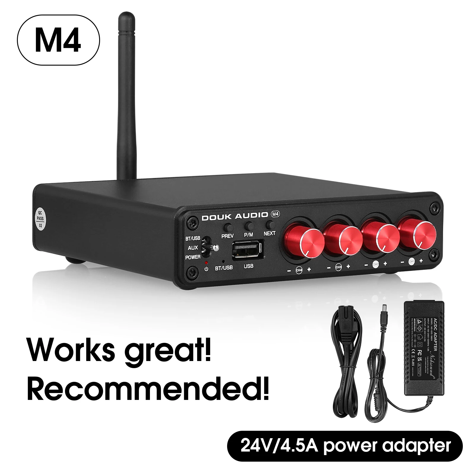 Douk Audio 4 チャンネル Bluetooth アンプ, 50W×4 HiFi デジタル パワーアンプ ステレオ オーディオアンプ[M4] Douk Audio 4 チャンネル Bluetooth アンプ, 50W×4 HiFi