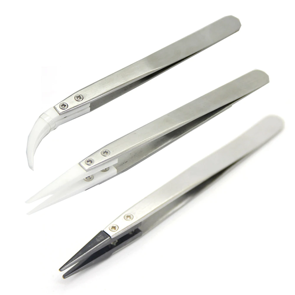 

Vmiss Ceramic Tweezers Electronics Soldering with Stainless Steel Handle Black Tweezers Hand Tool Precision Tweezer