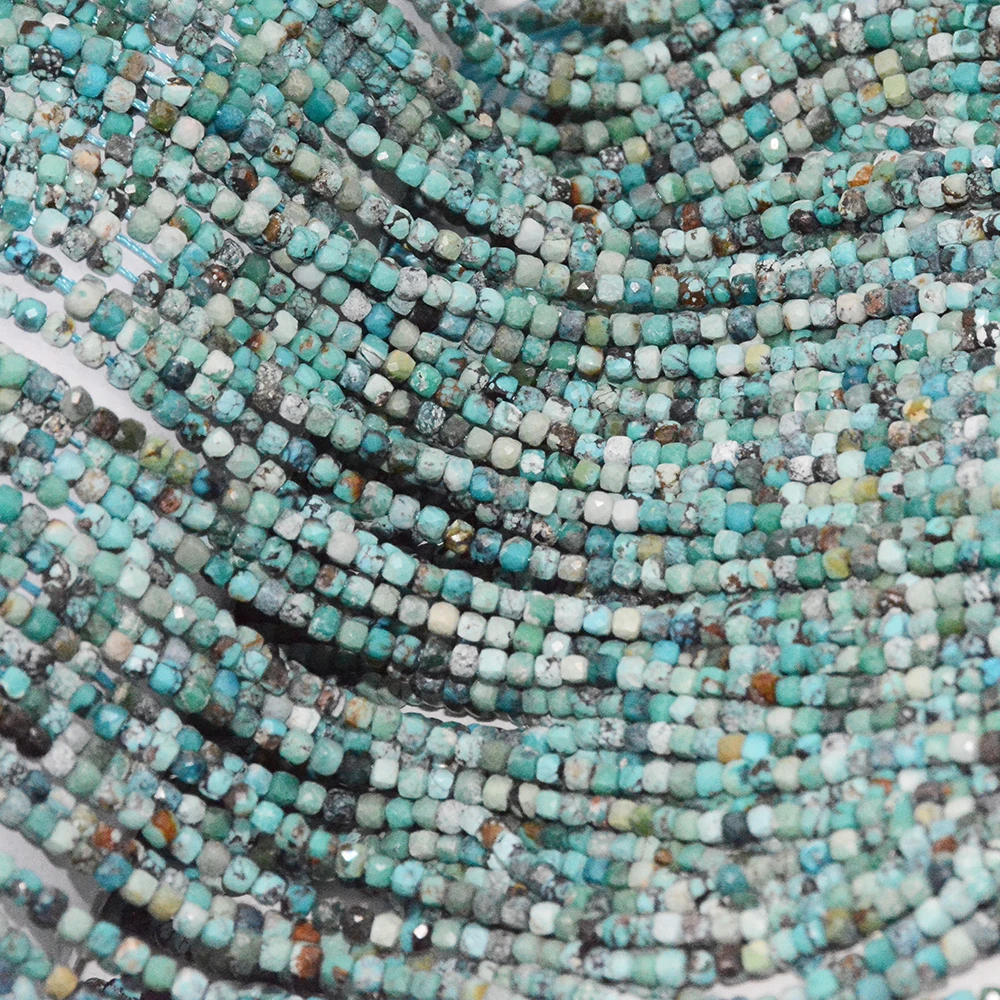 천연 Hubei 터키석 불규칙 면체 큐브 비즈, 2.5mm