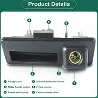 Qxny 1080P Luggage Handle Rear View Backup Camera for VW Volkswagen Golf Passat B7 B6 Tiguan Jetta MK6 Audi A3 A4 A5 Q5 A6 B6 - Image 2