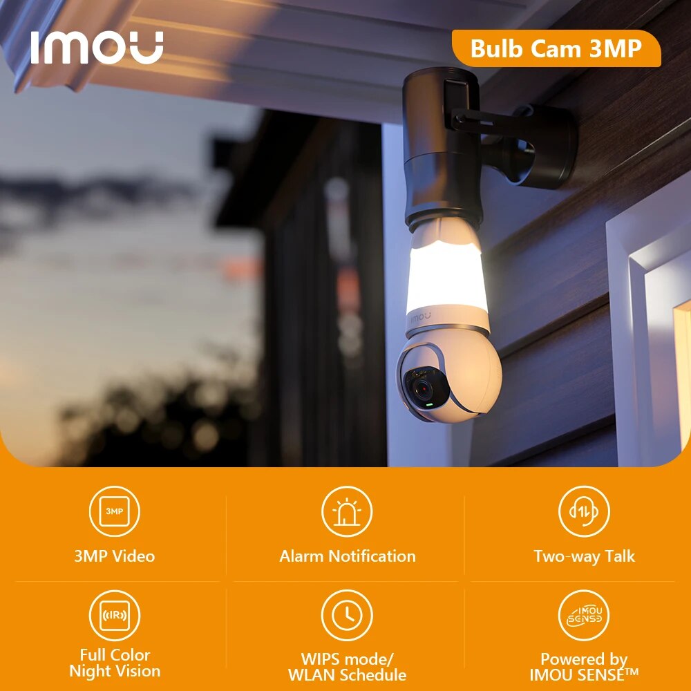  IMOU Bulb Cam 3MP E27 E26 Surveillance Camera Night Vision Wifi Home Security IP Camera AI Human & Vehicle Detection 