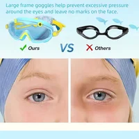 Waterproof Big Frame Swim Goggles Anti Fog with Earplugs Children Swim Glasses Soft Silicone Non-slip Swimming Eyewear for Kids