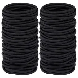 Mixed Color No - Damage Elastic Hair Ties - Bulk Pack of 10/50, - 10pcs (Black)