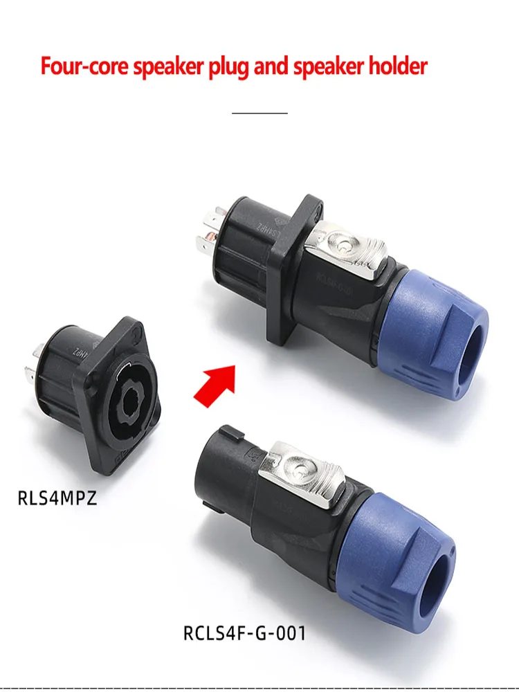 REAN RLS4MPZ 4-Pin Lautsprecherbuchse, Verstärker-Lautsprecheranschluss, Vergoldet für Heimkino & Bühnen-Audio-Equipment – Detail 1