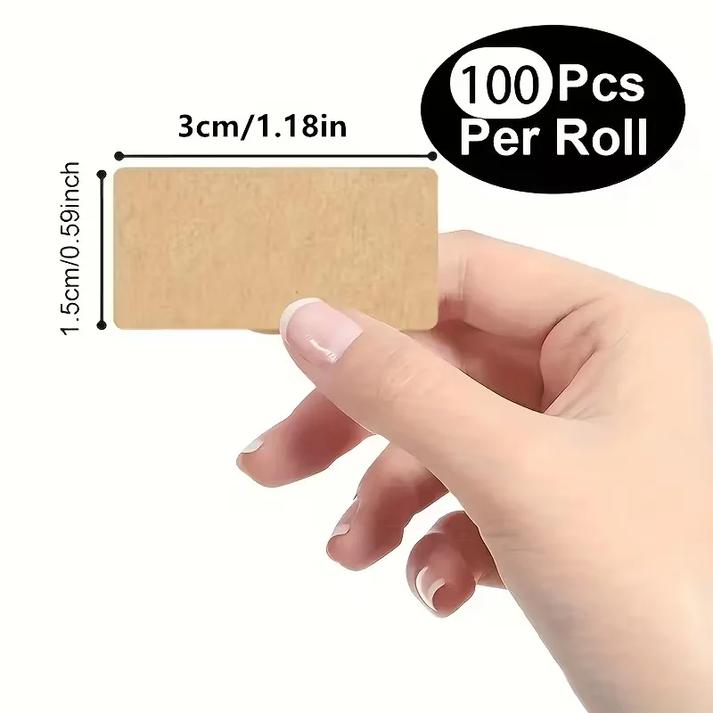 For Office & Packaging: Roll of 100 Self-Adhesive Kraft Paper Labels for Handwriting & Classification - 3