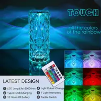 Rechargeable 16 Colors RGB Rose LED Night Light Color Changing Crystal Touch Table Lamp For Bedroom Nightstand Christmas Decor 2