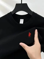 T-shirt pour homme à manches courtes et col rond 100% coton pur. Top respirant exquis de marque de luxe, best-seller de l'été, en tissu poney. 3
