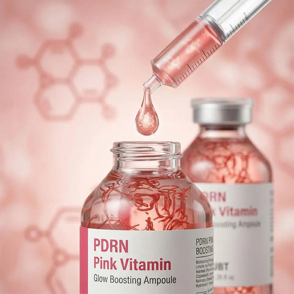 PDRN Pink Vitamin Glow Boosting Ampoule 40ml Salmon DNA Serum For Skin Regeneration Hydrating Hyaluronic Acid Anti-Aging Essence - immagine 5