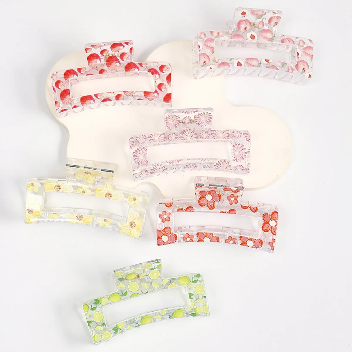 

New Women Print Flower Hair Claw Tough Colorful Plastic HairClip Large Size Hair Clamps Crab Hairpin Hair Accessories Girl Gift