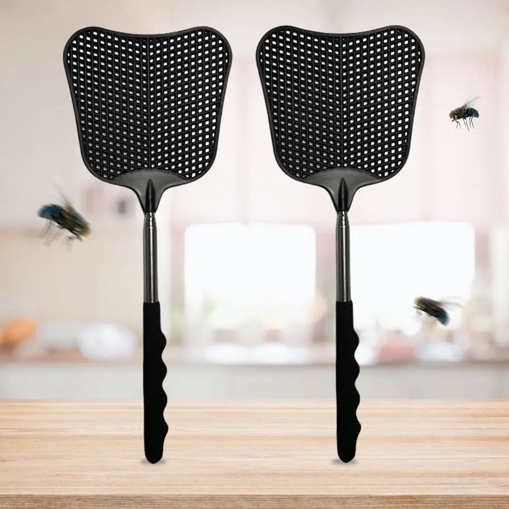 2Pcs Telescopic Fly Swatters with Anti-Slip Handle Extendable Fly Swatters Pest Control Flyswatter for Classroom Use