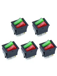 5pcs Red/Green Lighted Dual Rocker Switch Set for High - Power Applications (5pcs 2 color)