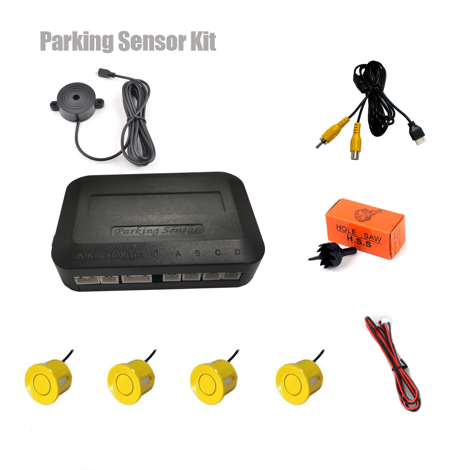 Enhanced Video Parking Sensor Kit with Digital Display and Buzzer Alert System