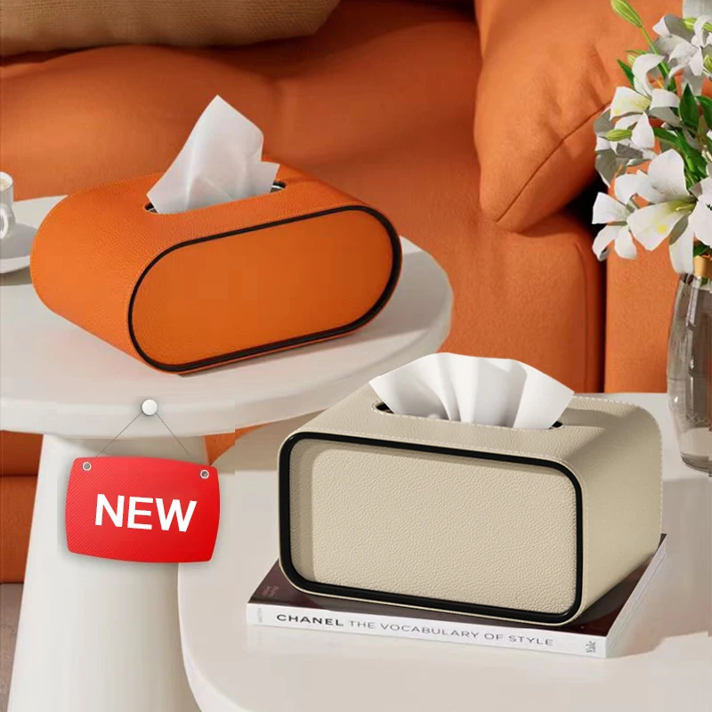 Leather tissue box, simple high-grade tissue box, light luxury tissue box suitable for living room, bathroom, office, hotel 5