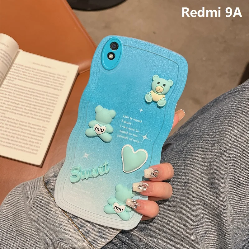 Redmi A1 3D Wavy Gradient Sweet Bear Phone Case for Xiaomi Redmi