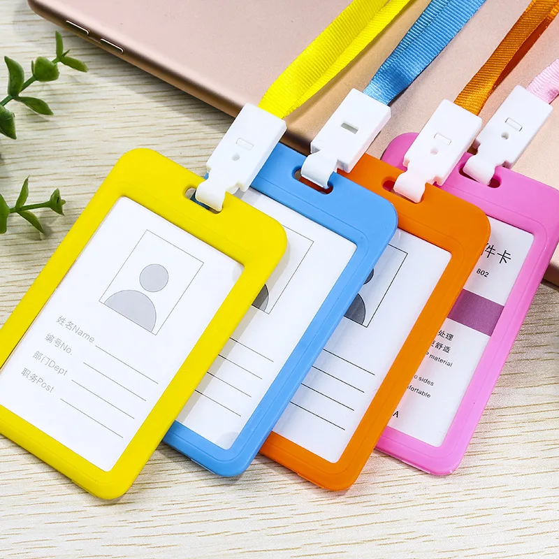 

Badge Holder with lanyards bus work certificates card double-sided transparent student cards reporter employee work cards badge