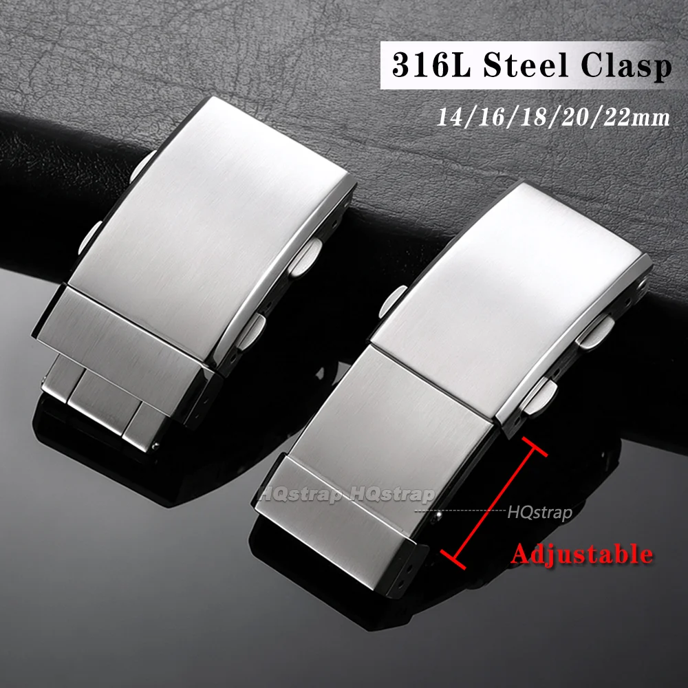 Luxury Adjustable Extendable Steel Watch Clasp with Universal Metal Button and Solid Brushed Finish