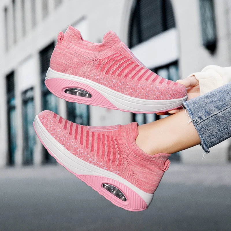 Women Running Shoes Ladies Breathable Sneakers Mesh Air Cushion Tennis Women's Sports Shoes Outdoor Lace Up Training Shoes 35-43