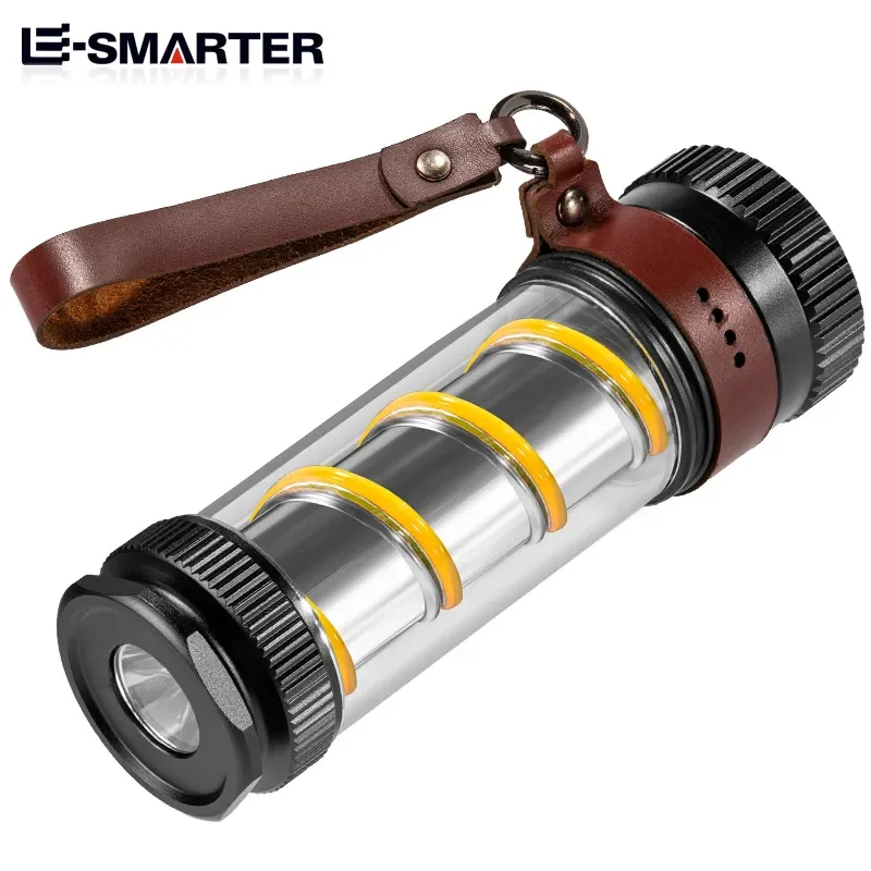 Camping Flashlight COB Torch Dimmable Waterproof Type-C Charging Emergency Lamp for Fishing Hiking