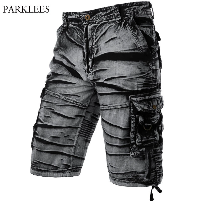 Para Hombre Pantalones Cargo Camuflados, Bermudas Cómodas de Holgadas, Incluye Varios Bolsillos, Gris|Pantalones cortos| AliExpress